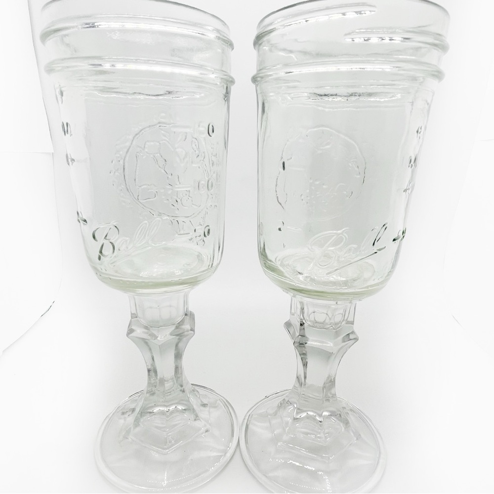 Ball Mason Jar Pedestal Wine Glasses
